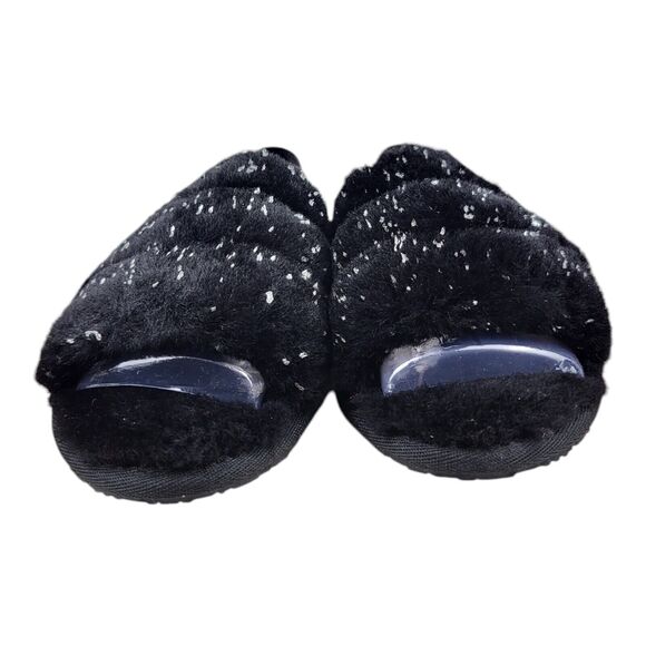 Ugg Fluff Yeah Metallic Sparkle Girls Black Slides 1125376T Size 10 NIB - Picture 4 of 13